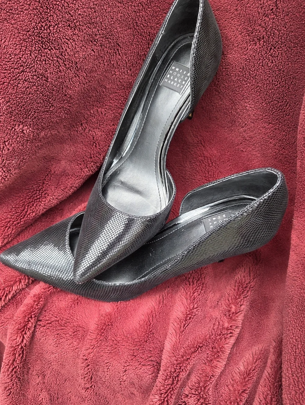 White House Black Market Black Pointed Toe Stiletto Heels Pump
